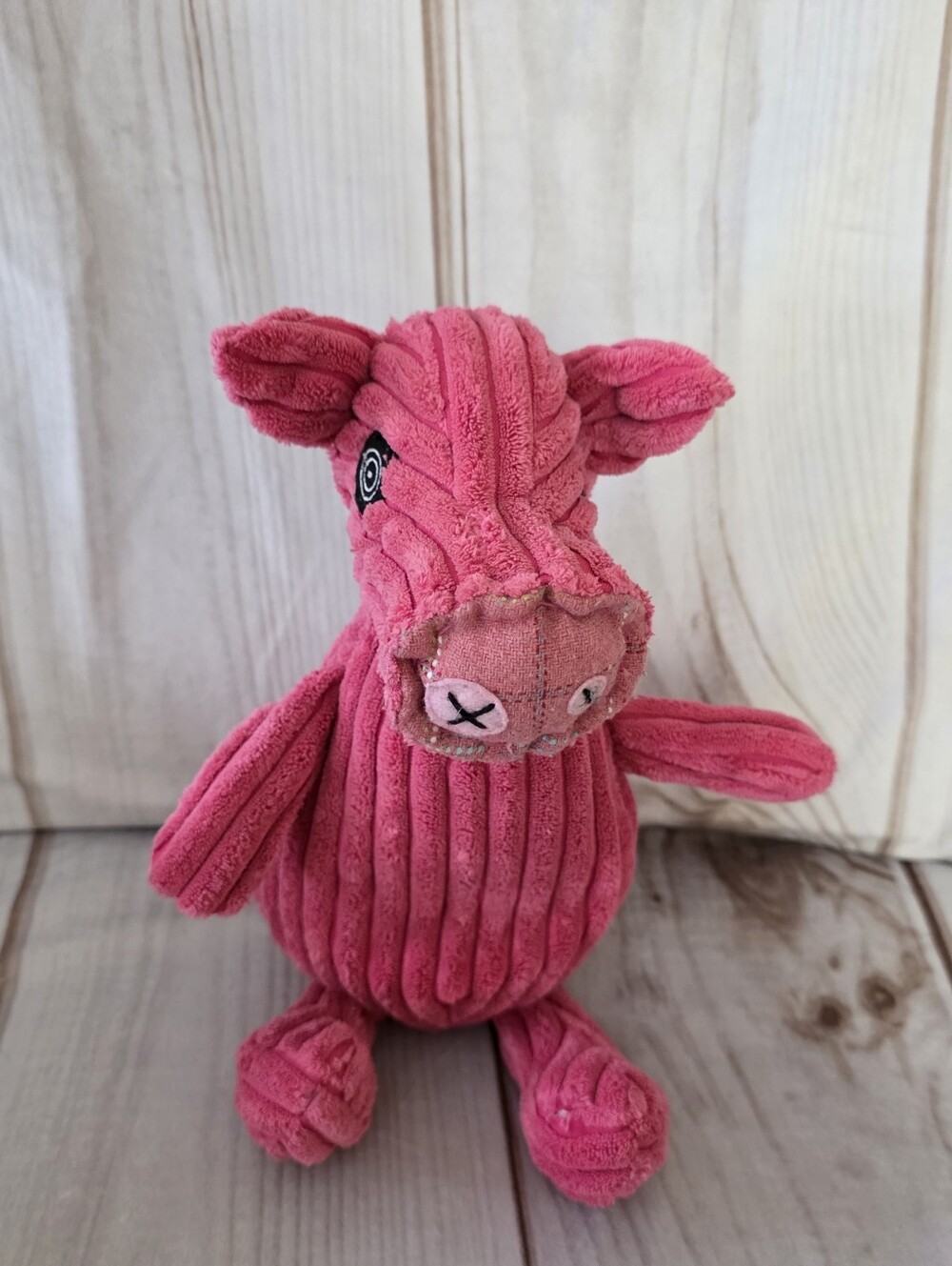 Les Deglingos Jambonos Pig Plush Stuffed Toy Pink Ribbed Floppy 14 Inch